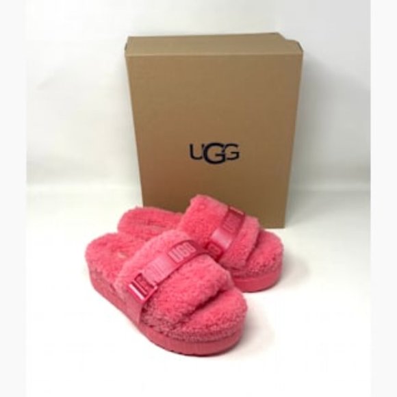 UGG FLUFFITA Slides Pink Fluffy Platform Summer Flip Flop Women's 1113475 SSBT - Picture 3 of 11